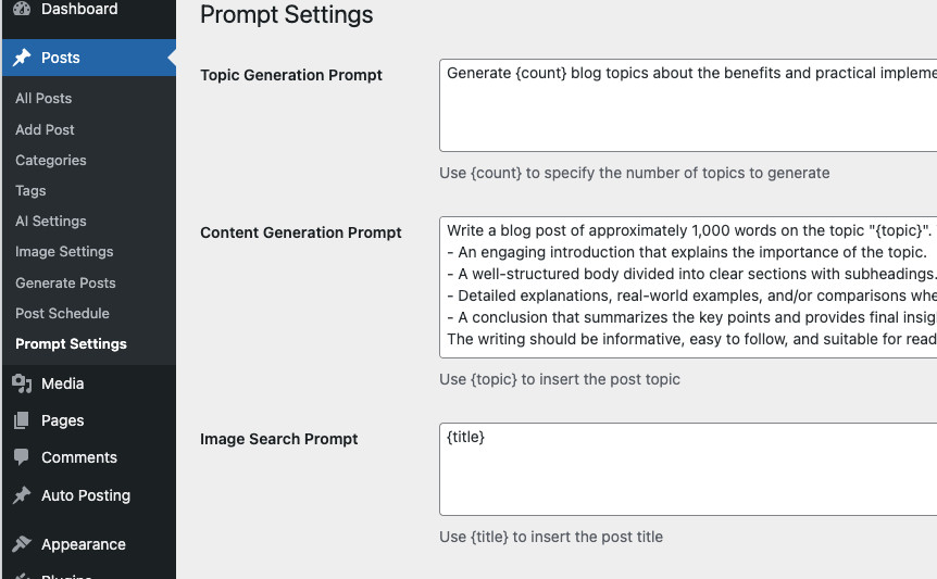 WordPress AI Auto Writing Posts